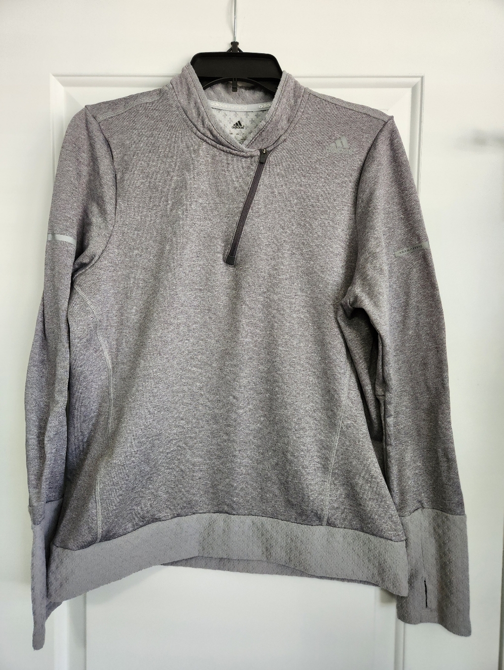 adidas Light Gray Quarter-Zip Mock Neck Pullover